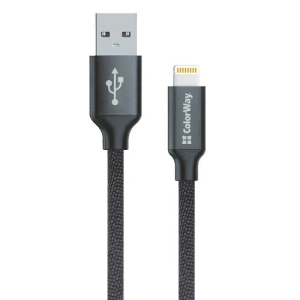 Кабель USB AM - Lightning, 1 м, Black, ColorWay, 2.1A (CW-CBUL004-BK)