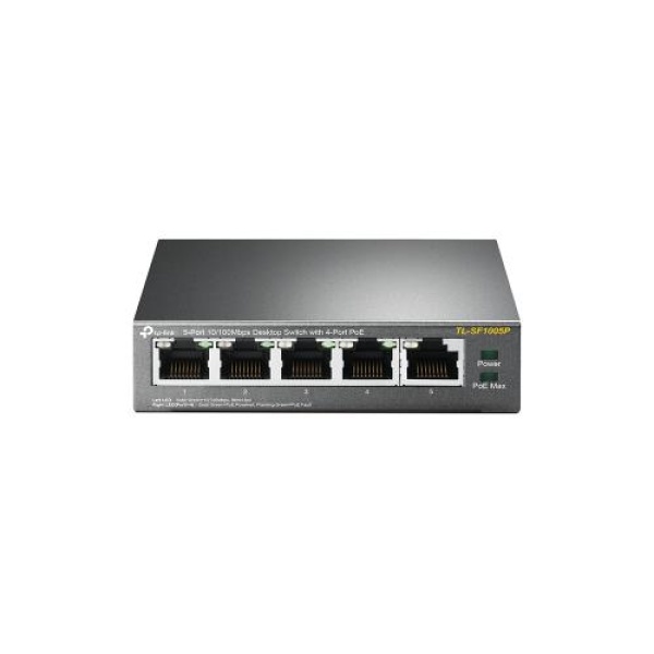Комутатор TP-LINK TL-SF1005P, 5x10/100Mb/s, 4xPoE 56W, пластиковий корпус, некерований