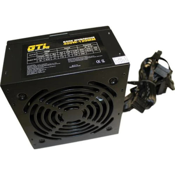 Блок живлення 400 Вт, GTL, Black, 120 мм, 2xMolex / 2xSATA / 1x6-pin / 1x4-pin / 1x20+4-pin, захист SCP / OCP / OVP / UVP (GTL-400-120)