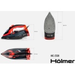 Праска Holmer HIC-2538, Black/Red, 2500W, кераміка, паровий удар 130 г/хв, постійна подача пари 30 г/хв, вертикальне відпарювання, очищення від накипу (HIC-2538) - Зображення 5