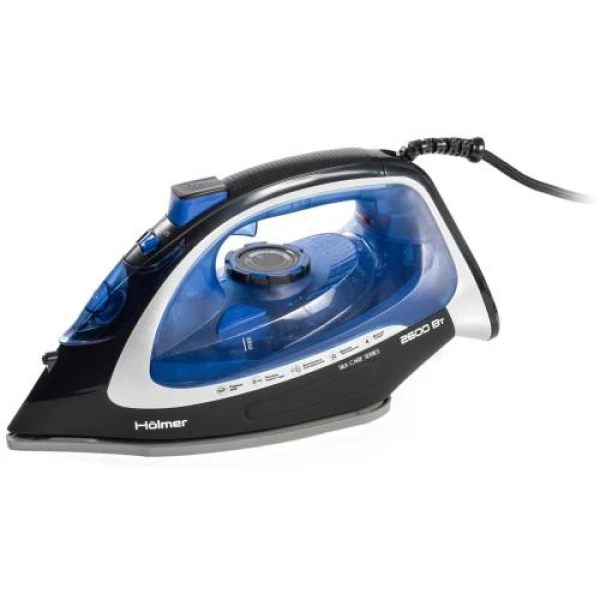 Праска Holmer HIC-2640, Blue/Black, 2600W, кераміка, паровий удар 140 г/хв, постійна подача пари 40 г/хв, вертикальне відпарювання, очищення від накипу