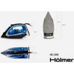 Праска Holmer HIC-2640, Blue/Black, 2600W, кераміка, паровий удар 140 г/хв, постійна подача пари 40 г/хв, вертикальне відпарювання, очищення від накипу - Зображення 5