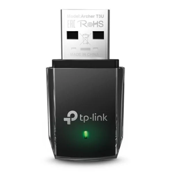 Мережевий адаптер USB TP-LINK Archer T3U, Black, 5GHz/2.4GHz, AC1300 (867/400 Мбіт/с), USB 3.0, мініатюрний розмір, MU-MIMO
