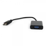 Перехідник HDMI (M) - VGA (F), Cablexpert, Black, 15 см (A-HDMI-VGA-04)