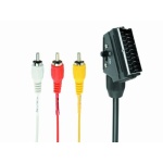 Кабель Audio-Video RCA - SCART Cablexpert, 3 тюльпани (M) > SCART 1,8 м, Black (CCV-519-001) - Зображення 2