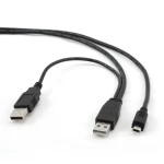 Кабель USB 2.0 AM - miniUSB (5P), 0.9 м, Black, Cablexpert, додаткове USB живлення (CCP-USB22-AM5P-3)