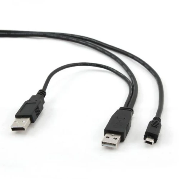 Кабель USB 2.0 AM - miniUSB (5P), 0.9 м, Black, Cablexpert, додаткове USB живлення (CCP-USB22-AM5P-3)