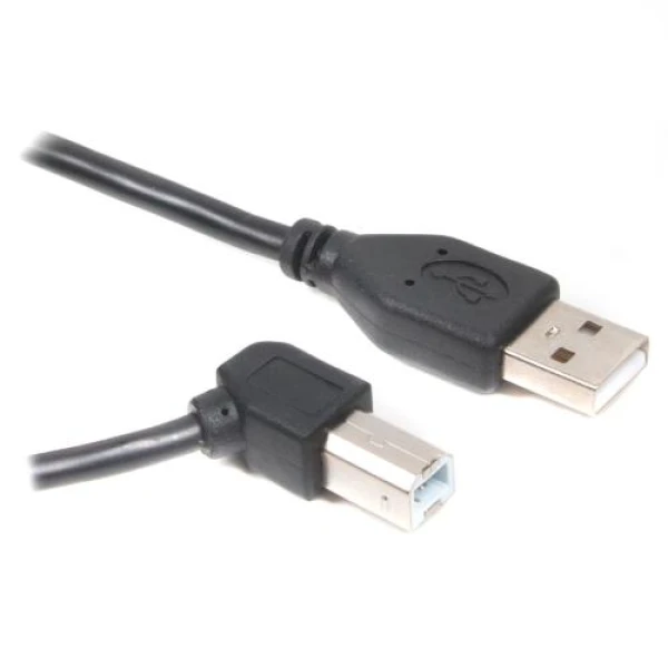 Кабель USB 2.0 AM - USB BM, 1.8 м, Black, Cablexpert, кутовий роз'єм (CCP-USB2-AMBM90-6)