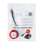 Перехідник Type-C (M) - DisplayPort (F), Cablexpert, Black, 15 см (A-CM-DPF-01) - Зображення 2