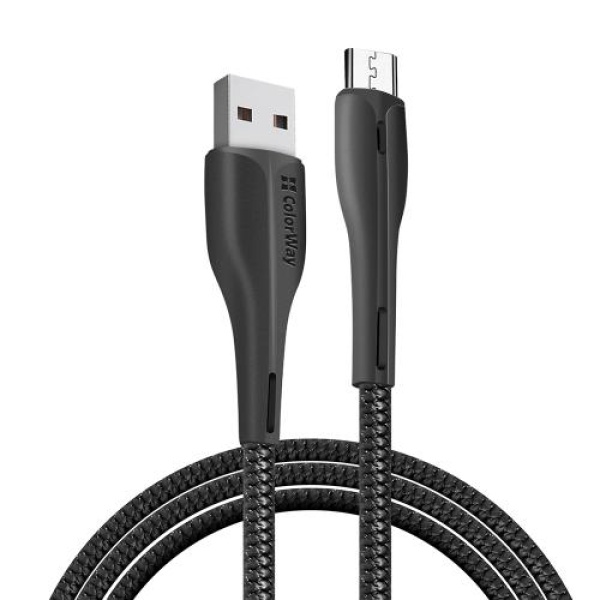 Кабель USB 2.0 AM - microUSB (5P), 1 м, Black, ColorWay, 2.4A (CW-CBUM034-BK)