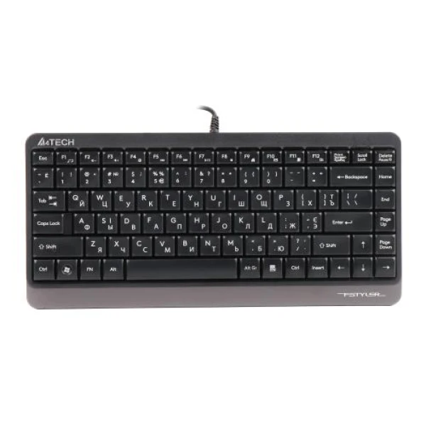 Клавіатура A4Tech FK11 "Fstyler", Black/Grey, USB, компактний розмір, 12 мультимедійних кнопок, захист від бризок, 1.5 м, UA/RU/US