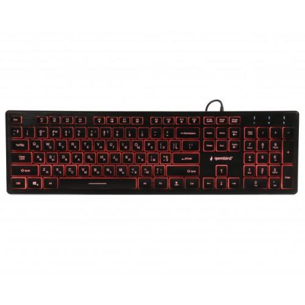 Клавіатура Gembird KB-UML3-01-UA, 3-х кольорове підсвічування клавіш, USB, Black (KB-UML3-01-UA)