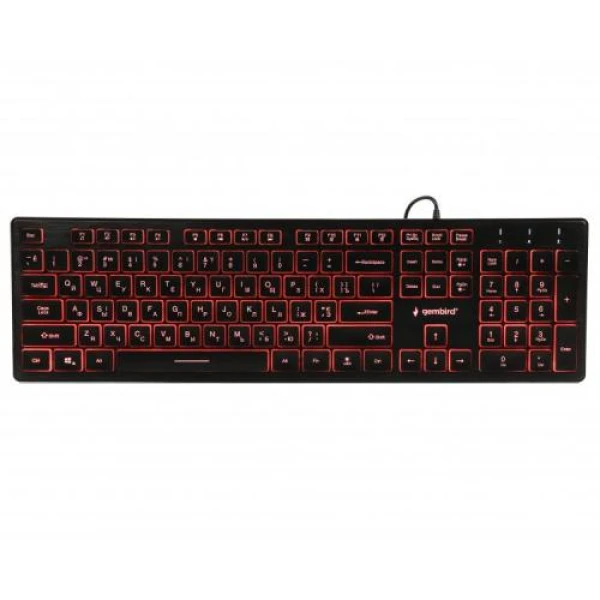 Клавіатура Gembird KB-UML3-01-UA, 3-х кольорове підсвічування клавіш, USB, Black (KB-UML3-01-UA)