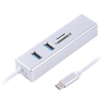 Хаб USB Maxxter NECH-2P-SD-01, Silver, Type-C 3.1 - 2xUSB 3.0 / GLan / microSD / SD, кабель 17 см, алюмінієвий корпус - Зображення 2