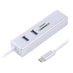 Хаб USB Maxxter NECH-2P-SD-01, Silver, Type-C 3.1 - 2xUSB 3.0 / GLan / microSD / SD, кабель 17 см, алюмінієвий корпус - Зображення 2