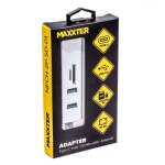 Хаб USB Maxxter NECH-2P-SD-01, Silver, Type-C 3.1 - 2xUSB 3.0 / GLan / microSD / SD, кабель 17 см, алюмінієвий корпус - Зображення 3