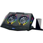 Підставка для ноутбука до 17.3" 2E GAMING CPG-006, Black, 2x14 см вентилятори, RGB-підсвічування (7 режимів), 2xUSB Hub, алюмінієва сітка, 5-ступінчасте регулювання висоти, сенсорне регулювання вентиляторів, 480х290х5 CPG-006) - Зображення 2