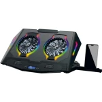 Підставка для ноутбука до 17.3" 2E GAMING CPG-006, Black, 2x14 см вентилятори, RGB-підсвічування (7 режимів), 2xUSB Hub, алюмінієва сітка, 5-ступінчасте регулювання висоти, сенсорне регулювання вентиляторів, 480х290х5 CPG-006) - Зображення 2
