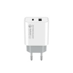 Мережевий зарядний пристрій ColorWay, White, 1xUSB-C/PD, 1хUSB/QC3.0, 3A, 20W (CW-CHS025QPD-WT) - Зображення 3