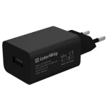Мережевий зарядний пристрій ColorWay, Black, 1xUSB, 2A, 10W (CW-CHS012-BK)