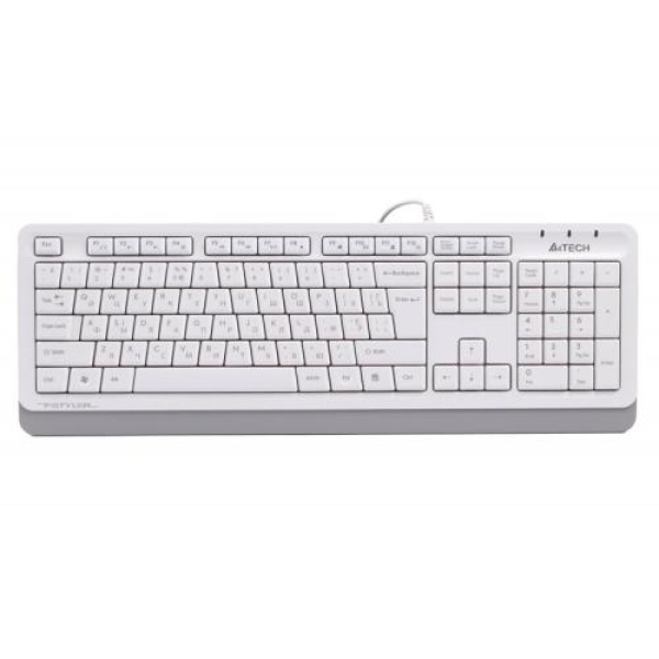 Клавіатура A4Tech FKS10 "Fstyler", White/Grey, USB, кнопки Natural_A Shape, 12 мультимедійних кнопок, захист від бризок, 1.5 м, UA/RU/US