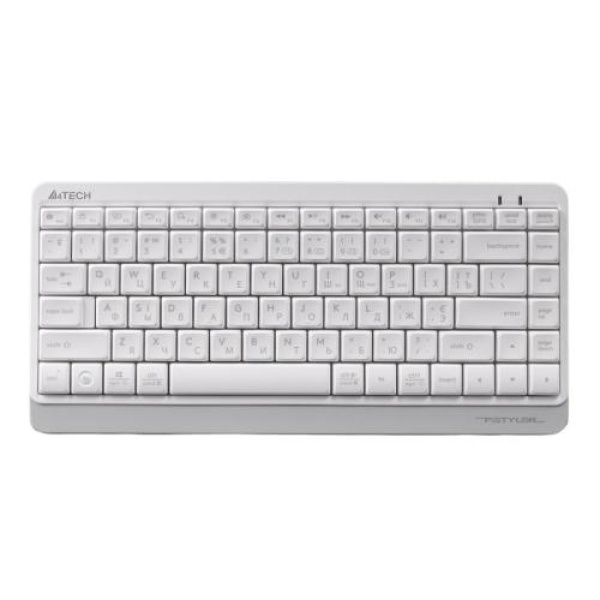 Клавіатура бездротова A4Tech FBK11 "Fstyler", White/Grey, Bluetooth / USB 2.4GHz, компактний розмір, 12 мультимедійних кнопок, захист від бризок, до 4-х пристроїв, 2xAAA, UA/RU/US