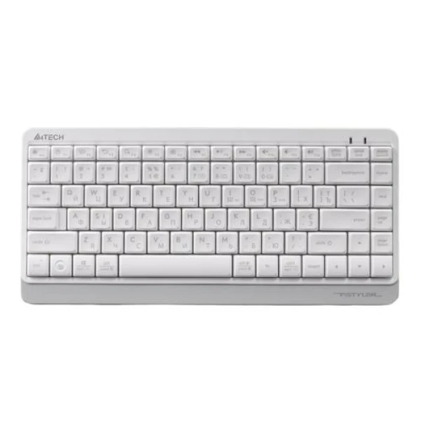 Клавіатура бездротова A4Tech FBK11 "Fstyler", White/Grey, Bluetooth / USB 2.4GHz, компактний розмір, 12 мультимедійних кнопок, захист від бризок, до 4-х пристроїв, 2xAAA, UA/RU/US