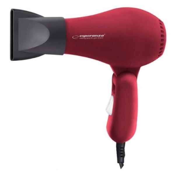 Фен Esperanza EBH003R Aurora, Red, 750 Вт, дорожній, 1 швидкість, 2 температурні режими, концентратор