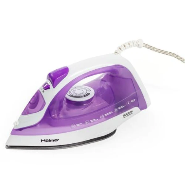 Праска Holmer HIT-2020, Purple, 1700W, тефлон, паровий удар 100 г/хв, постійна подача пари 30 г/хв, вертикальне відпарювання, очищення від накипу, антикрапля
