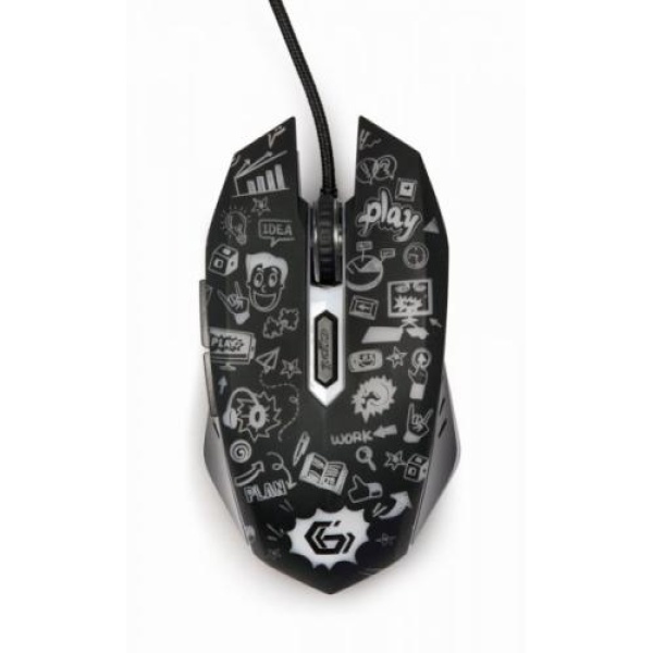 Миша Gembird MUS-6B-GRAFIX-01, оптика, Black USB, 3600 DPI, підсвічування