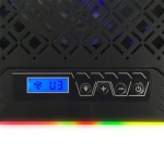 Підставка для ноутбука до 17" Esperanza "Galerne", Black, 3x11 см / 3x7 см вентилятори (17-20 dB, 1000-1300 / 1800-2100 rpm), 10 режимів RGB підсвічування, РК екран, тримач для телефону, 2xUSB, 415x300x33 мм (EGC109) - Зображення 4