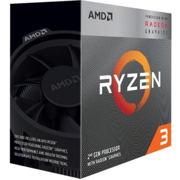 Процесор AMD (AM4) Ryzen 3 3200G, Box, 4x3.6 ГГц (Turbo Boost 4.0 ГГц), Radeon Vega 8, L3 4Мб, Picasso (Zen+), 12 нм, TDP 65 Вт (YD3200C5FHBOX)
