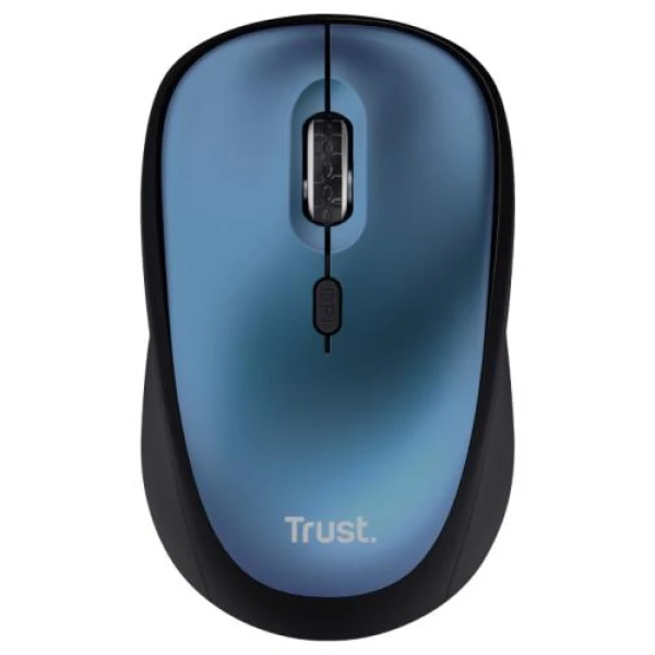 Миша бездротова Trust Yvi+ Silent, Blue/Black, USB, оптична, 800/1600 dpi, 4 кнопки, гніздо для зберігання приймача USB, 1xAA (24551)
