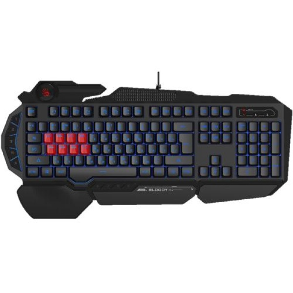 Клавіатура Bloody B318 Black, USB, ігрова, мультимедійна, захист від вологи, 8 Light strike