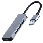 Хаб USB Cablexpert UHB-U3P1U2P3-01, Grey, USB 3.1 - 1xUSB 3.1 / 3xUSB 2.0, кабель 12 см, алюмінієвий корпус
