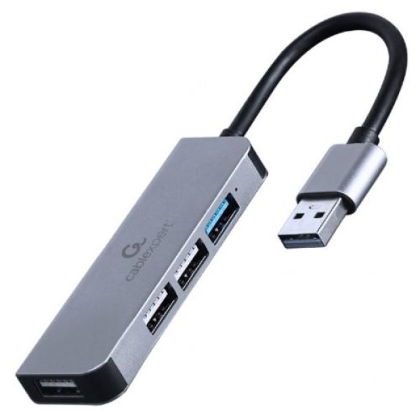 Хаб USB Cablexpert UHB-U3P1U2P3-01, Grey, USB 3.1 - 1xUSB 3.1 / 3xUSB 2.0, кабель 12 см, алюмінієвий корпус