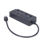 Хаб USB Gembird UHB-U3P1U2P3P-01, Black, USB 3.1 - 1xUSB 3.1 / 3xUSB 2.0, кабель 25 см, вимикач з підсвічуванням для кожного порту - Зображення 2