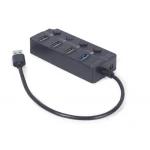 Хаб USB Gembird UHB-U3P1U2P3P-01, Black, USB 3.1 - 1xUSB 3.1 / 3xUSB 2.0, кабель 25 см, вимикач з підсвічуванням для кожного порту - Зображення 2