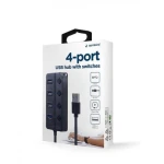 Хаб USB Gembird UHB-U3P1U2P3P-01, Black, USB 3.1 - 1xUSB 3.1 / 3xUSB 2.0, кабель 25 см, вимикач з підсвічуванням для кожного порту - Зображення 3