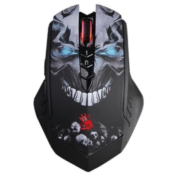 Миша Bloody R80 Plus Skul Black, Laser, Wireless+USB, 4000 cpi, metal feet, підсвічування