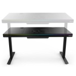 Комп'ютерний стіл ALmordor E140G Black, Gaming Desk, EATX / ATX / Micro ATX, CPU - 135 мм / VGA - 370 мм, 2xUSB 3.0, 1xType-C, 2in1 audio, RGB-підсвічування, PD Fast Charge, беспроводная зарядка (Qi), алюминий, закаленное стекло, сталь - Зображення 2