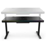 Комп'ютерний стіл ALmordor E140G Black, Gaming Desk, EATX / ATX / Micro ATX, CPU - 135 мм / VGA - 370 мм, 2xUSB 3.0, 1xType-C, 2in1 audio, RGB-підсвічування, PD Fast Charge, беспроводная зарядка (Qi), алюминий, закаленное стекло, сталь - Зображення 2