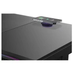 Комп'ютерний стіл ALmordor E140G Black, Gaming Desk, EATX / ATX / Micro ATX, CPU - 135 мм / VGA - 370 мм, 2xUSB 3.0, 1xType-C, 2in1 audio, RGB-підсвічування, PD Fast Charge, беспроводная зарядка (Qi), алюминий, закаленное стекло, сталь - Зображення 5