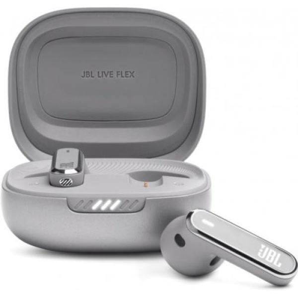 Навушники JBL Live Flex, Silver, Bluetooth, мікрофон, чохол з функцією зарядки, технологія "JBL Deep Bass Sound" (JBLLIVEFLEXSVR)