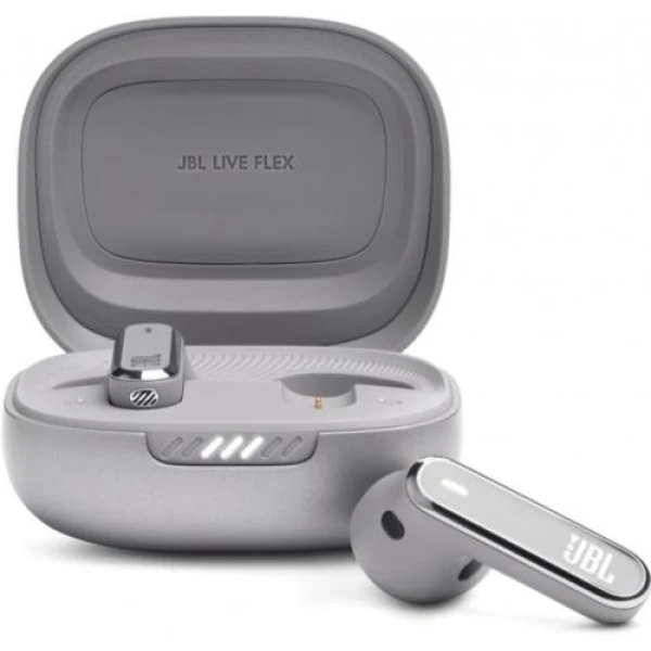 Навушники JBL Live Flex, Silver, Bluetooth, мікрофон, чохол з функцією зарядки, технологія "JBL Deep Bass Sound" (JBLLIVEFLEXSVR)