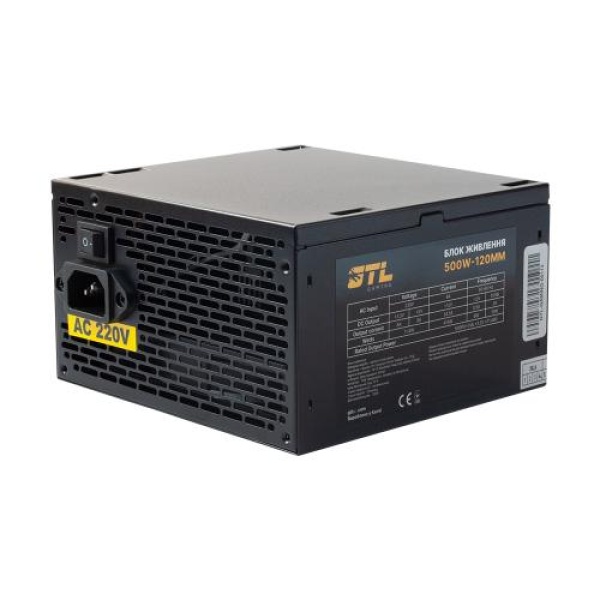 Блок живлення 500 Вт, GTL Gaming Star, Black, 120 мм, 2xMolex / 4xSATA / 2x6+2-pin / 1x4+4-pin / 1x20+4-pin, захист SCP / OCP / OVP / UVP (GTLGS500BK)
