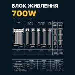 Блок живлення 700 Вт, GTL Gaming Star, Black, 120 мм, 3xMolex / 6xSATA / 3x6+2-pin / 2x4+4-pin / 1x20+4-pin, захист SCP / OCP / OVP / UVP (GTLGS700BK) - Зображення 6