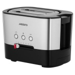 Тостер Ardesto T-K210, Steel/Black, 1000W, 2 тости, 2 відділення, 10 режимів підсмажування, автоцентрування, кнопка скасування приготування, підігрів, підсвічення кнопок управління, функція додаткового підйому