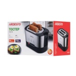 Тостер Ardesto T-K210, Steel/Black, 1000W, 2 тости, 2 відділення, 10 режимів підсмажування, автоцентрування, кнопка скасування приготування, підігрів, підсвічення кнопок управління, функція додаткового підйому - Зображення 6