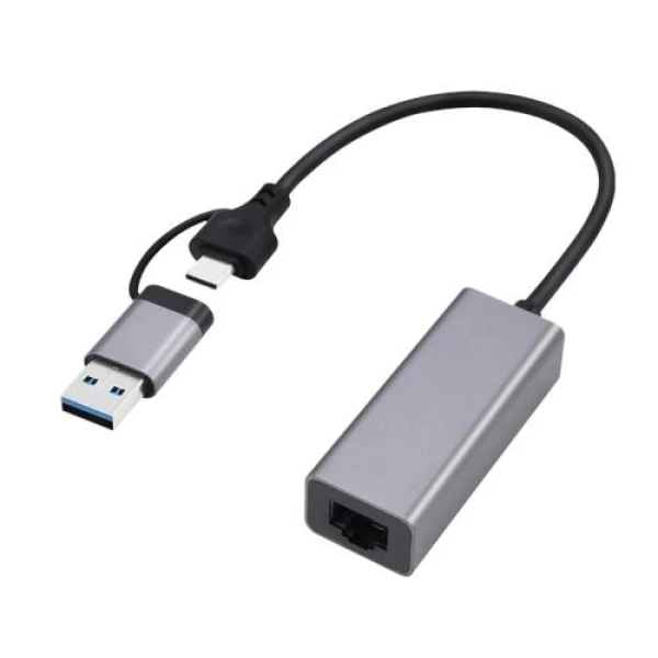 Мережевий адаптер USB 3.1 / Type-C - Ethernet, 10/1000 Мбіт/с, Grey, Cablexpert (A-USB3AC-LAN-01)